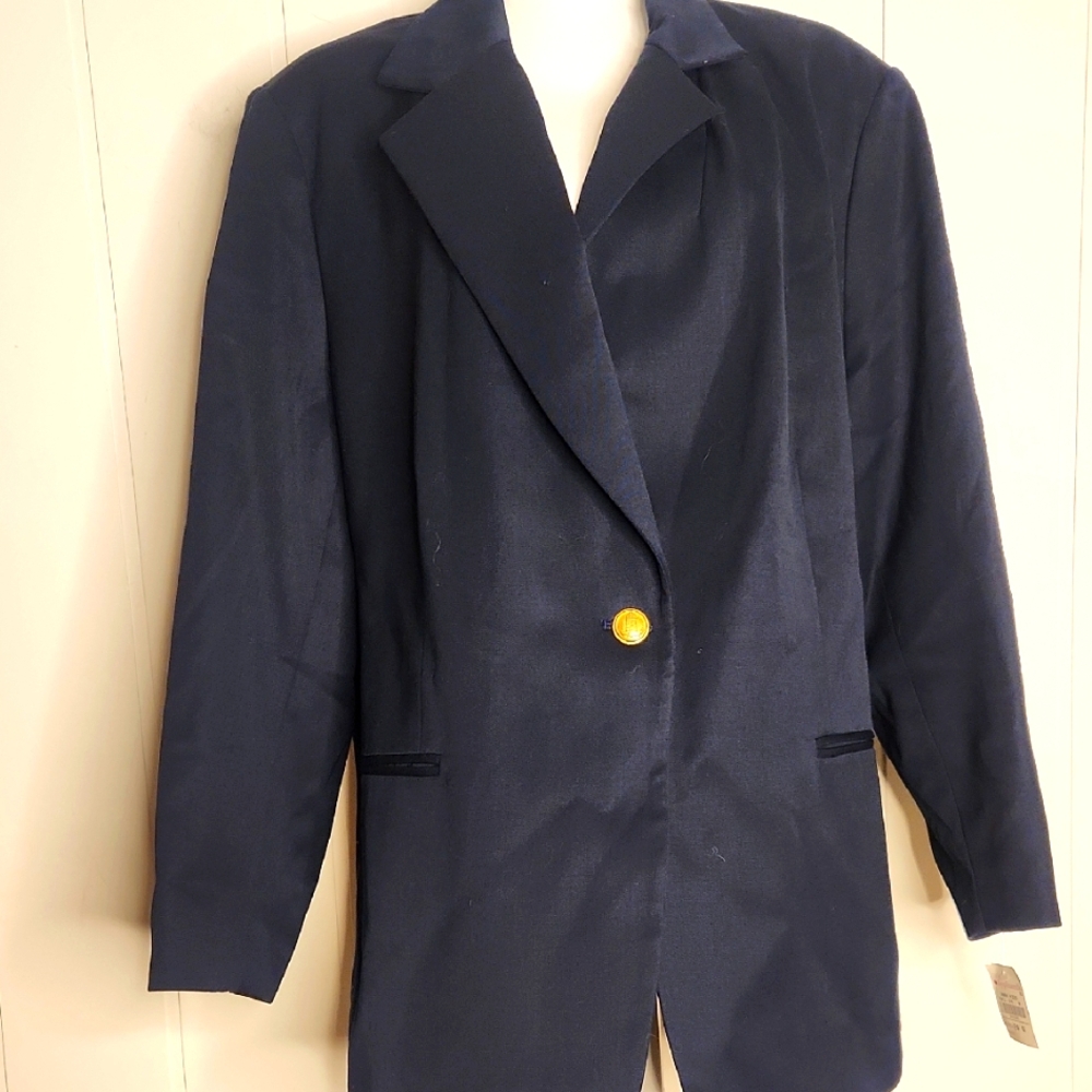 Classic Navy Blue Women's Blazer 100% Wool. Closet Staple Office Siren